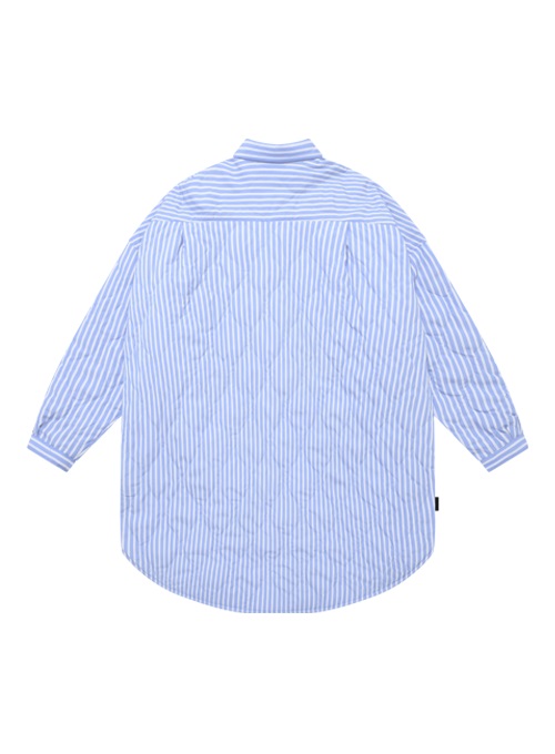 Stripe Padded Long Jacket [Sky Blue]