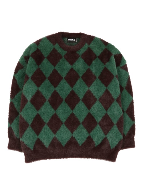 Harlequin Check Oversized Sweater [Green] - AJOBYAJO